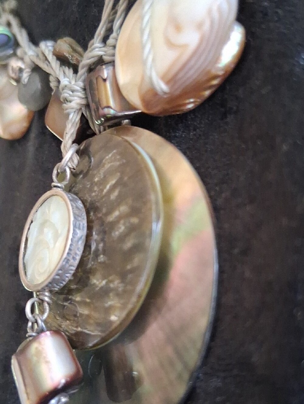 Silpada Boardwalk Iridescent Shell & Pearl & 925 Drop Pink and Brown 20+2 - Picture 5 of 12